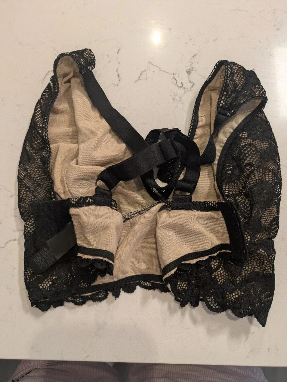 Asos Longline Lace Bralette with Crisscross Back - Black 36GG/36J